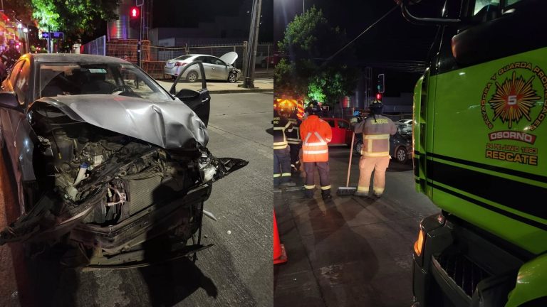 Dos vehículos colisionaron en Osorno la madrugada de este sábado