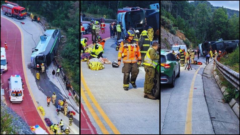 Grave accidente en Liquiñe: Bus vuelca con 24 pasajeros, 10 resultan heridos