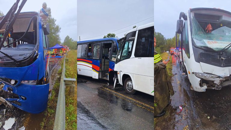 Colisión frontal entre dos microbuses deja más de veinte lesionados en Lago Ranco