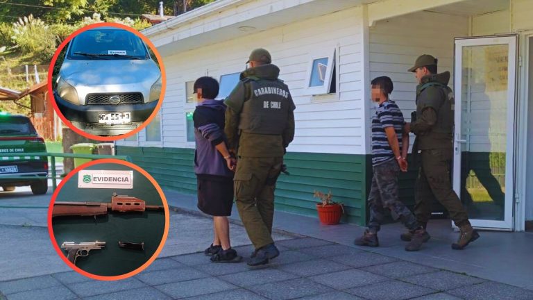 Carabineros detiene a dos sujetos con armas y vehículo robado en Panguipulli
