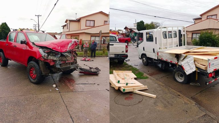 Colisión entre camioneta y camión 3/4 deja cuatro lesionados en el centro de Paillaco