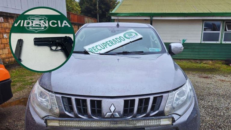 Detienen en Paillaco a sujeto con vehículo robado, documentos falsos y arma a fogueo
