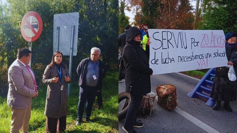 Comité de vivienda de Los Lagos levanta toma de ruta a Riñihue tras compromisos con Serviu