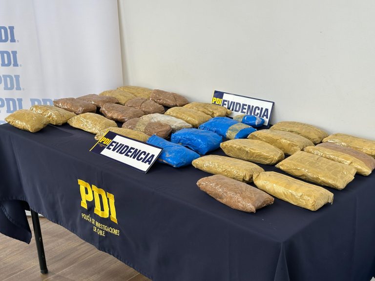 Detienen a dos extranjeros con 27 kilos de cocaína base que era transportada a Valdivia desde Santiago
