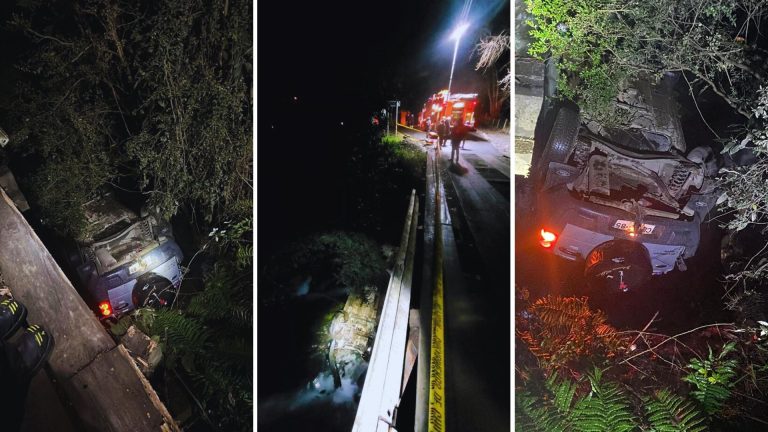 Bomberos rescatan a conductor herido tras caída de vehículo al cauce del río Blanco en Puerto Octay