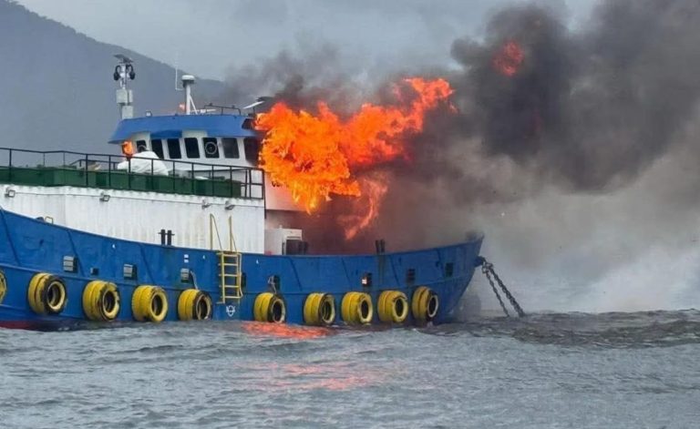 Incendio marítimo movilizó a Bomberos y a la Armada en centro de cultivo de Puerto Montt