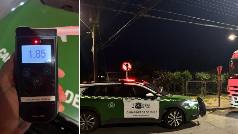 Carabineros detiene a hombre que manejaba camión en estado de ebriedad en el centro de Paillaco