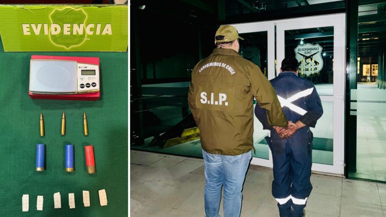 Carabineros detiene a hombre en La Unión e incauta municiones y drogas tras allanamiento