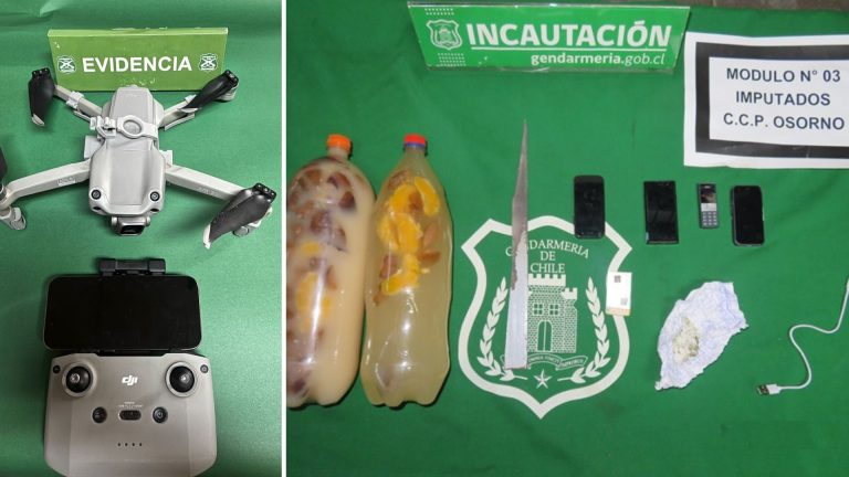 Detienen a sujeto que operaba un dron que ingresó teléfonos y drogas a la cárcel de Osorno