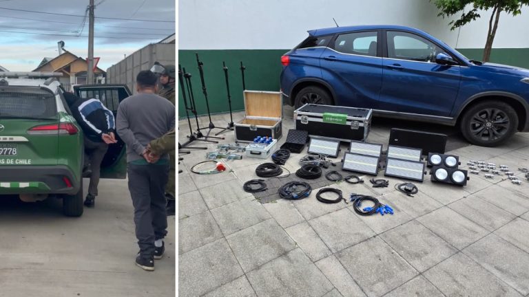 Carabineros de La Unión recupera equipamiento robado y detiene a tres adultos por receptación
