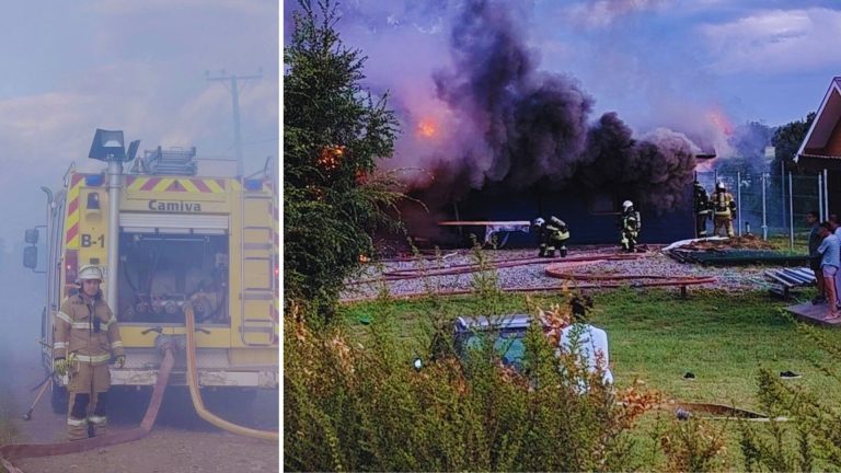 Voraz incendio destruyó por completo una vivienda esta mañana en Río Bueno