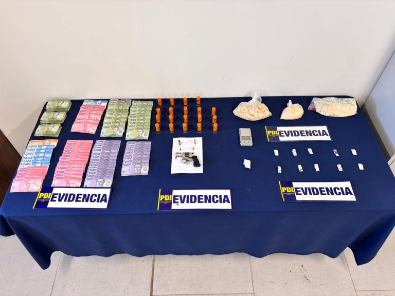 Incautan más de 900 gramos de droga y un arma de fuego en operativo de la PDI en Osorno