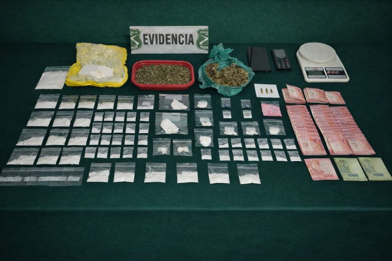 Carabineros incautan cocaína, cannabis, ketamina y municiones en vivienda de Río Bueno