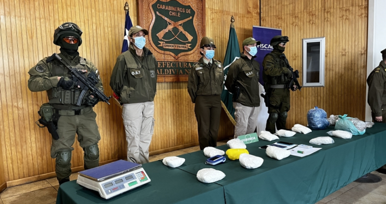 Desbaratan banda narco en Los Ríos e incautan 39 kilos de drogas avaluadas en $391 millones