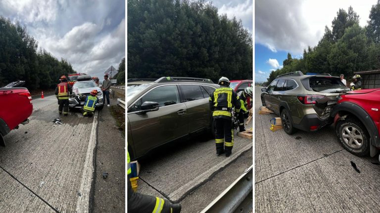 Colisión múltiple en Ruta 5 moviliza a Bomberos de Paillaco en sector Cuyumán